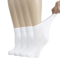 Hugh Ugoli Women's Cotton Diabetic Ankle Socks, Wide, Thin, Loose Fit and Stretchy, Seamless Toe, Non Binding Top, 4 Pairs 6-9 05- White (4 Pairs)
