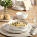 Gibson Home Plates and Bowls Sets - Dinnerware Set for 4, 16-Piece White Dishes — Ceramic Dish Set| Microwave & Dishwasher Safe Dishes - Oslo