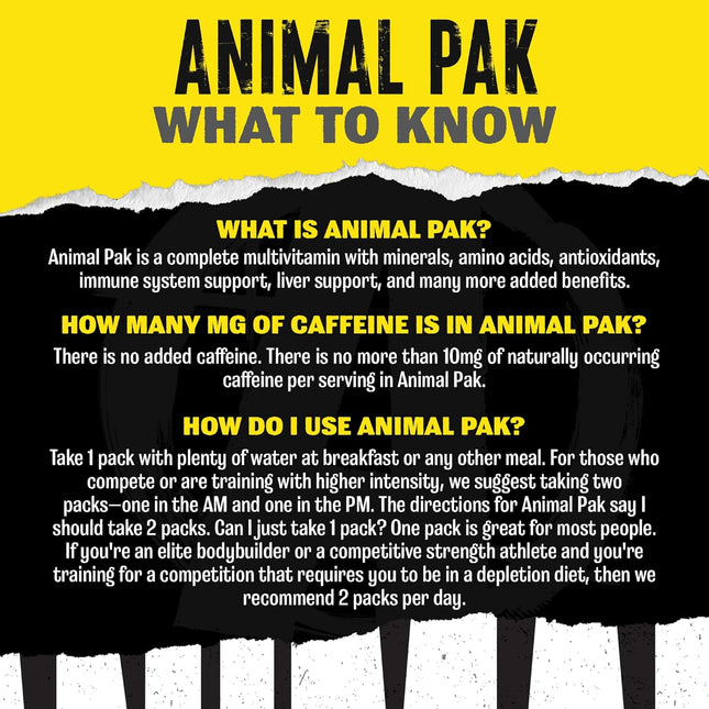 Animal Pak - Convenient Multivitamin for Men & Women Daily All-In-One Vitamin & Supplement Pack - Zinc, Vitamins C, B, D