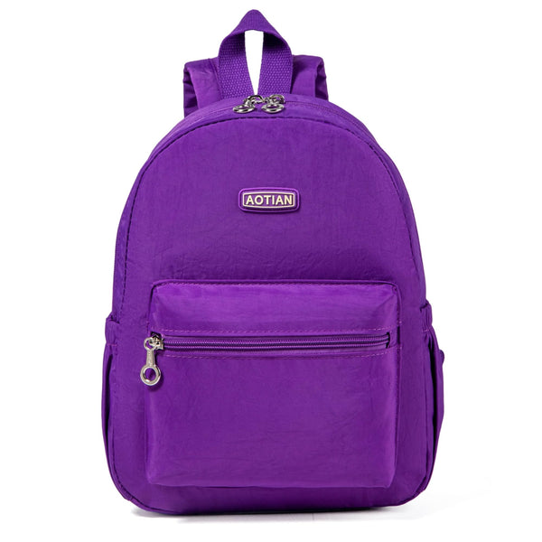 AOTIAN Mini Lightweight 11.8 Inch Backpack Durable Travel Hiking Women and Girls Small Daypack, 7 Liters Dark Violet Purple