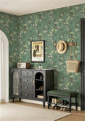 Safiyya 118"x17.7" Green Floral Peel and Stick Wallpaper Vintage Contact Paper Removable Self-Adhesive Wall Paper for Bedroom Vinyl Roll 17.7" x 118"