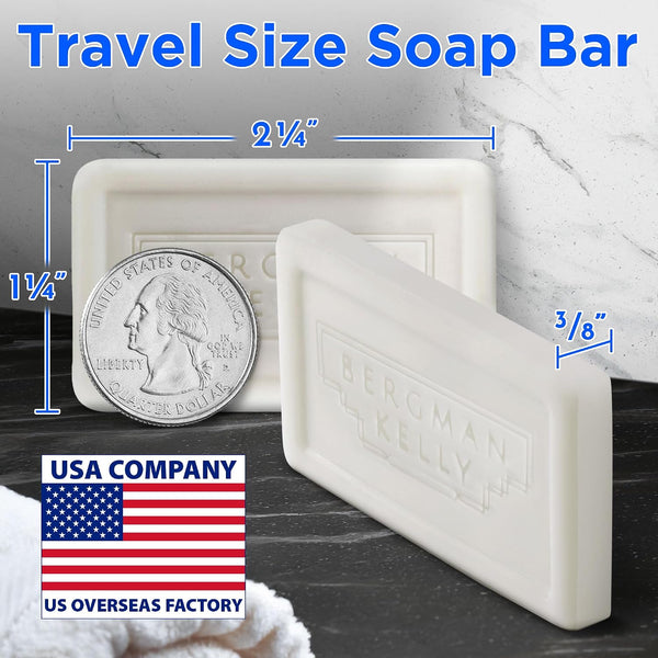 BERGMAN KELLY - Hotel Soap Bars - White Tea, 0.5 oz, 100 PK - Travel Size Luxury Bulk Amenities Bar Soap - Mini Individually Wrapped Rectangular