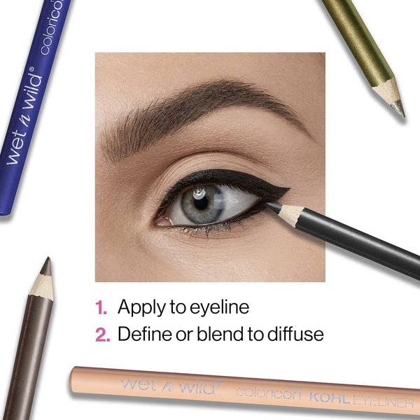 Wet N Wild Color Icon Kohl Eyeliner Pencil, Rich Hyper-Pigmented Color, Smooth Creamy Application, Long-Wearing Matte Finish Versatility,