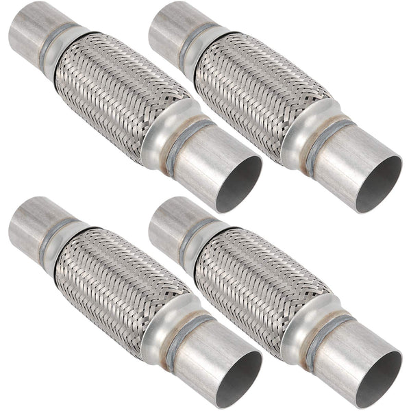4 Pack 2 X 6 Inches Stainless Steel Heavy Duty Exhaust Flex Pipe, Double Braid Exhaust Flex Tube, Overall Length 10 Inches