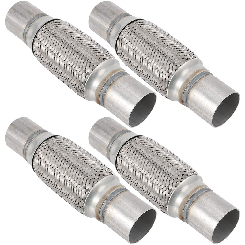 4 Pack 2 X 6 Inches Stainless Steel Heavy Duty Exhaust Flex Pipe, Double Braid Exhaust Flex Tube, Overall Length 10 Inches