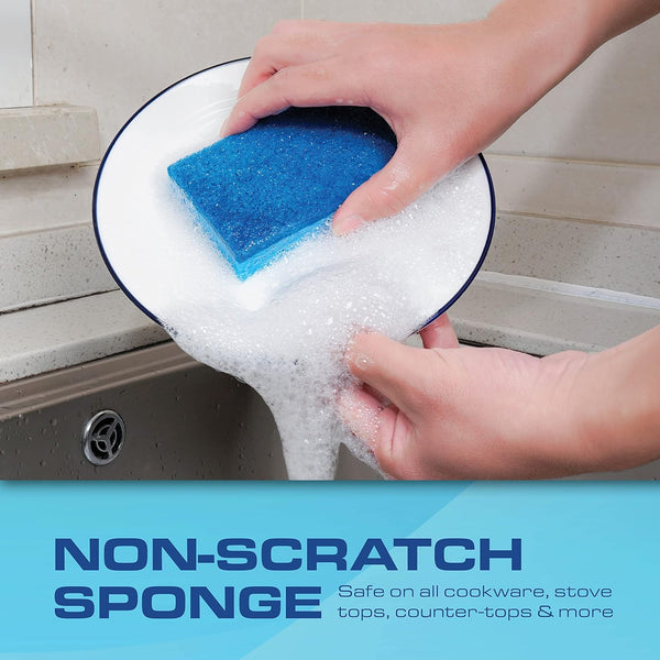 SCRUBIT 48 Pack Kitchen Sponges - Dish Sponge for Washing Dishes, Kitchen & Bathroom â Blue Dishwashing Sponges along with a Thought Scrubber â