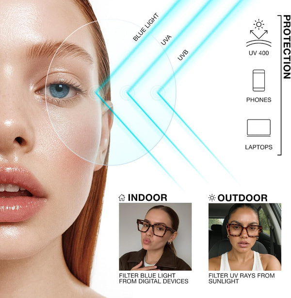 livho Oversized Eyewear Frame for Woman and Men - Rectangle Fashion Glasses for Computer, Chic Preppy Frame Chunky *Coco Tortoise