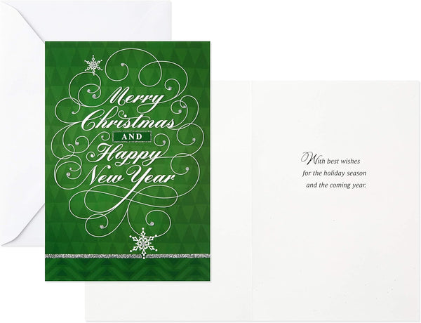 Hallmark Image Arts Christmas Boxed Cards Assortment, Elegant Lettering (4 Designs, 24 Cards with Envelopes) Red and Green Elegant Lettering