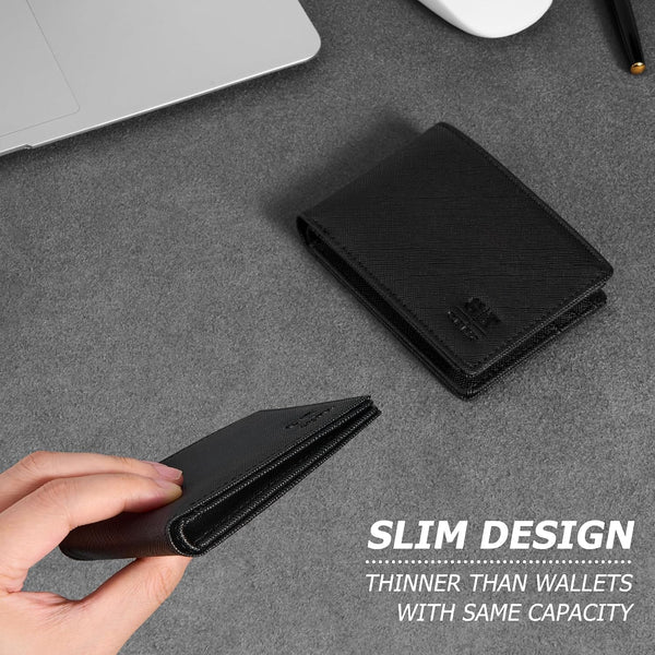 Gostwo Mens Wallet RFID Blocking Slim Minimalist Bifold Wallet with ID Window & Business Card Holder, Thin Front Pocket Design, Stylish Wallet for
