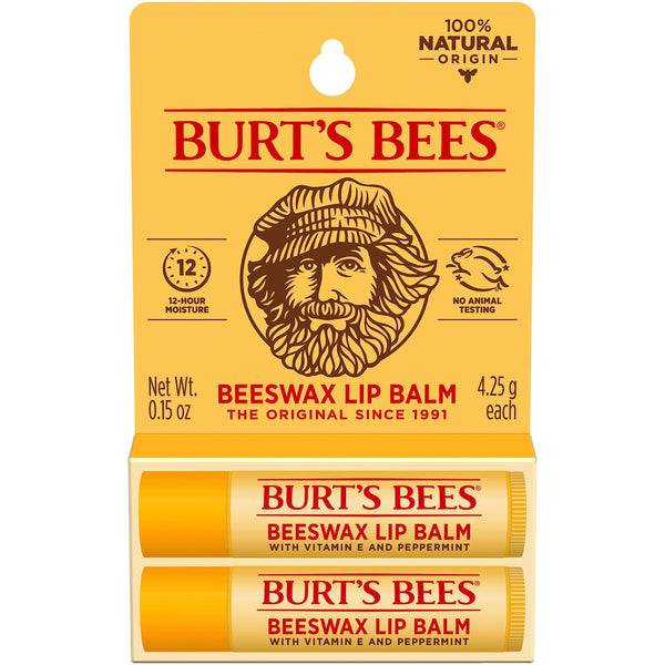 Burt'S Bees Lip Balm - Original Beeswax, Lip Moisturizer with Responsibly Sourced Beeswax, Tint-Free, Natural Origin Conditioning Treatment, 2