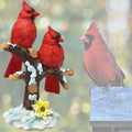 BANBERRY DESIGNS Red Cardinal Bird Figurines on Snowy Branches, Winter Berry Christmas Decor, Holiday Cardinal Statues, Rustic Seasonal Tabletop
