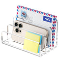 Mail Organizer Countertop, 3 Section Clear Acrylic Small File Holders Letter Organizer for Desk, Modern Filing Accessories for Document, Office,
