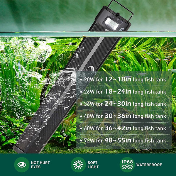 hygger Aquarium Programmable LED Light, for 18~24in Long Full Spectrum Plant Fish Tank Light with LCD Setting Display, 7 Colors, Sunrise Sunset