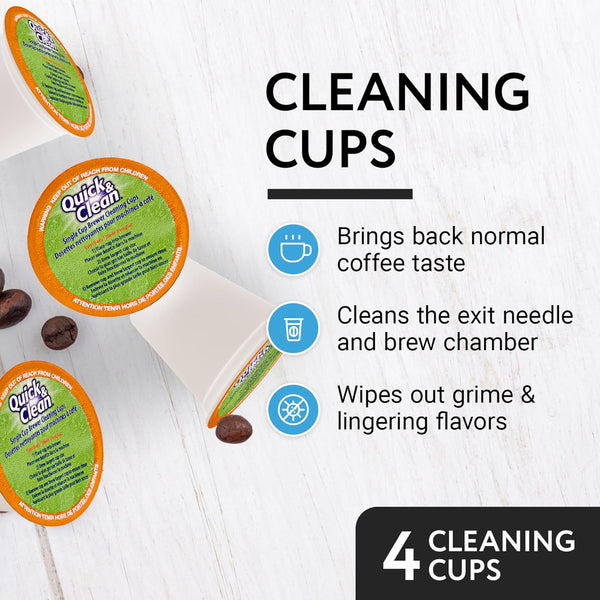 IMPRESA Coffee Machine Descaler & Cleaning Bundle - Compatible with Keurig K-Duo & K-Cup Brewers - 8 Oz Descaling Solution & 4 Maintenance Pods -