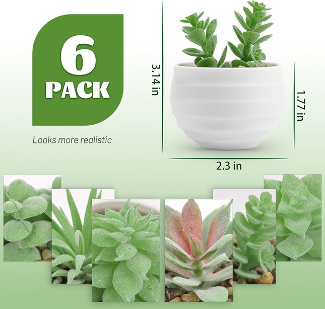 Der Rose Set of 6 Succulents Plants Artificial in Pots Small Fake Plants for Bedroom Aesthetic Living Room Office Shelf 