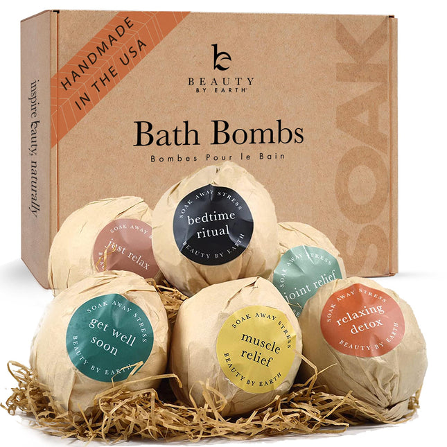 Bath Bombs Gift Set, USA Made with Organic & Natural Ingredients, Relaxing Spa G
