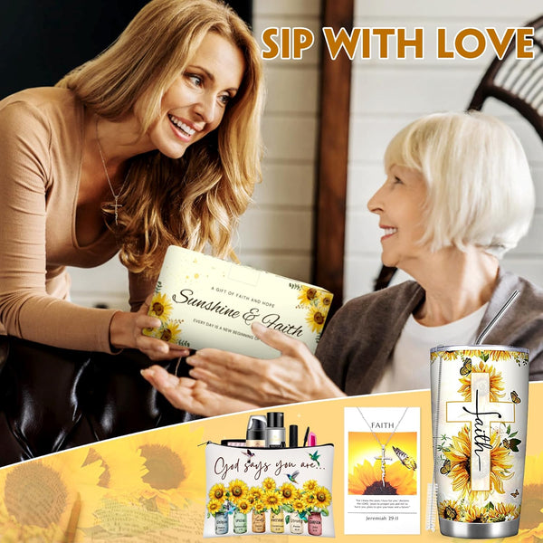 Christian Gifts for Women Faith, Sunflower Birthday Gifts for Women, Inspirational, Religious, Faith, Get Well Soon, Gifts for Mom, Wife, Friend,
