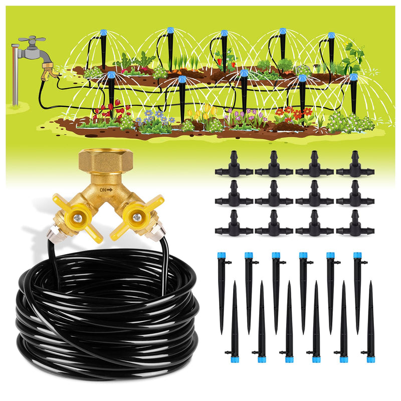 HIRALIY 50ft Drip Irrigation Kit Plant Watering System 8x5mm Blank Distribution Tubing DIY Automatic Irrigation Equipment Set for Garden