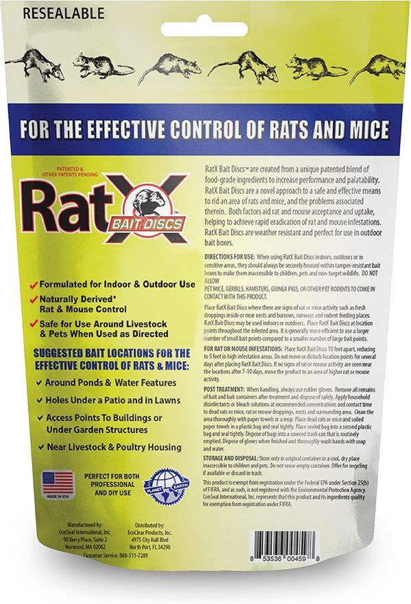 RatX Bait Discs 1 lb. Bag - Contains 45 Discs - for Indoor or Outdoor Use No Size
