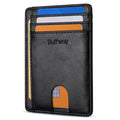 Buffway Slim Minimalist Front Pocket RFID Blocking Leather Wallets for Men and Women - Alaska Black Small Alaska Black