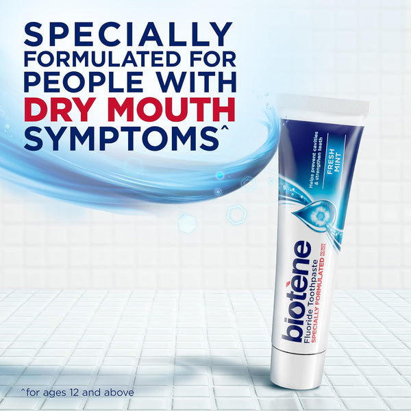 Biotene Fluoride Toothpaste for Dry Mouth Symptoms, Bad Breath Treatment and Cavity Prevention, Fresh Mint - 4.3 oz 4.3 Ounce (Pack of 1)