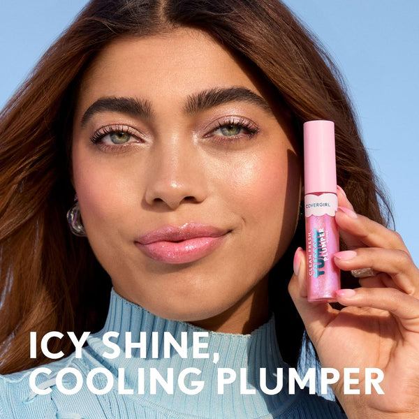 Covergirl Clean Fresh Yummy Plumper Lip Gloss, 800 Minter Is Coming, Plumper Gloss, Shiny, Vegan Formula, Easy to Apply, Minty Flavor, 0.33oz