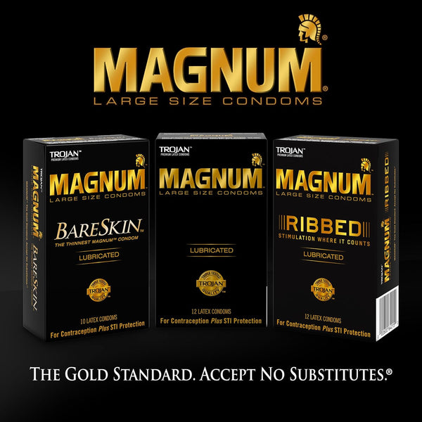 TROJAN Lubricated Magnum Condoms XL Large Size - 12 Count XL (Pack of 12)
