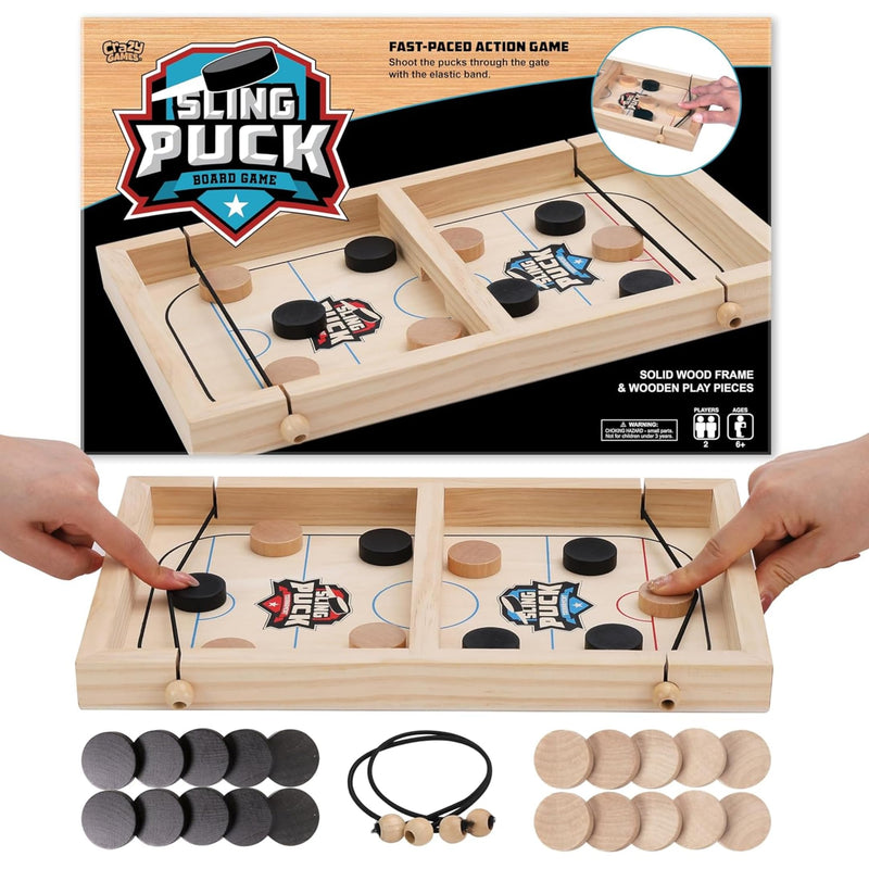 Fast Sling Puck Game - Super Winner Slingshot Puck Board Game - Sling It Shot 2 Player Hockey Table for Kids, Teen and Adults - Christmas Indoor