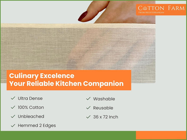 Cotton Farm Grade 100 XL Cheese Cloth for Straining & Cooking; 18 Sq. Ft. (2x1 yards); 100% Unbleached Cotton Cheesecloth; Reusable with Finished