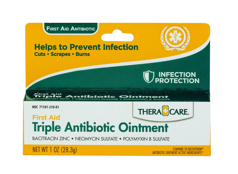 TheraCare Triple Antibiotic Ointment, 1 oz Tube | First Aid, Infection Protection for Minor Cuts, Scrapes & Burns, Bacitracin 1 Ounce