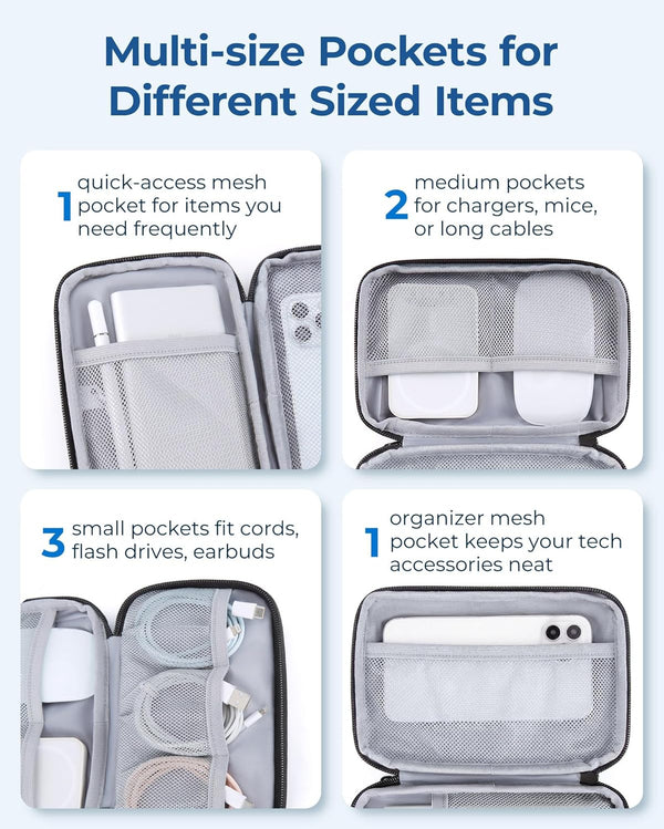 BAGSMART Electronics Travel Organizer for Cords Chargers Phones, Black | Travel Essentials, Tech Organizer Pouch, Cord organizer bag for Cables,