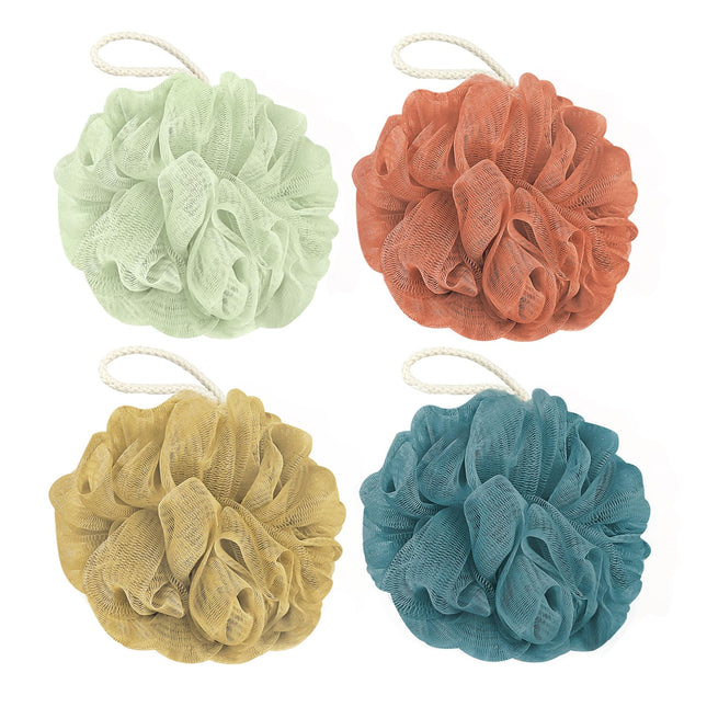 Shower Loofah Bath Sponge, 60G Loofah Exfoliating Body Scrubber, 4 Color Mesh Sh