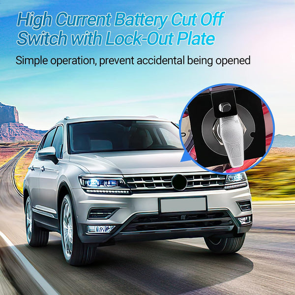500A High Current 12V-36V Battery Cut Off Switch with Lock-Out Plate, Replace 20247, Waterproof Master Battery Disconnect Switch Fixed Handle
