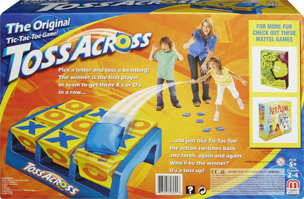 Mattel Games Toss Across Indoor Outdoor Game for Ages 5+, 2-4 Players | Get 3-in-a-Row Bean Bag Throwing Tic-Tac-Toe Game, Active Play for Family