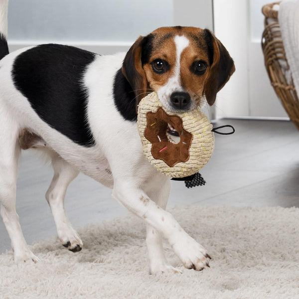 TrustyPup Tough 'N Fun Donut Squeaky Plush Dog Toy, Chew Guard Technology - Tan, Small (71148) Tough 'N Fun Small Tough 'N Fun - Donut (Tan)
