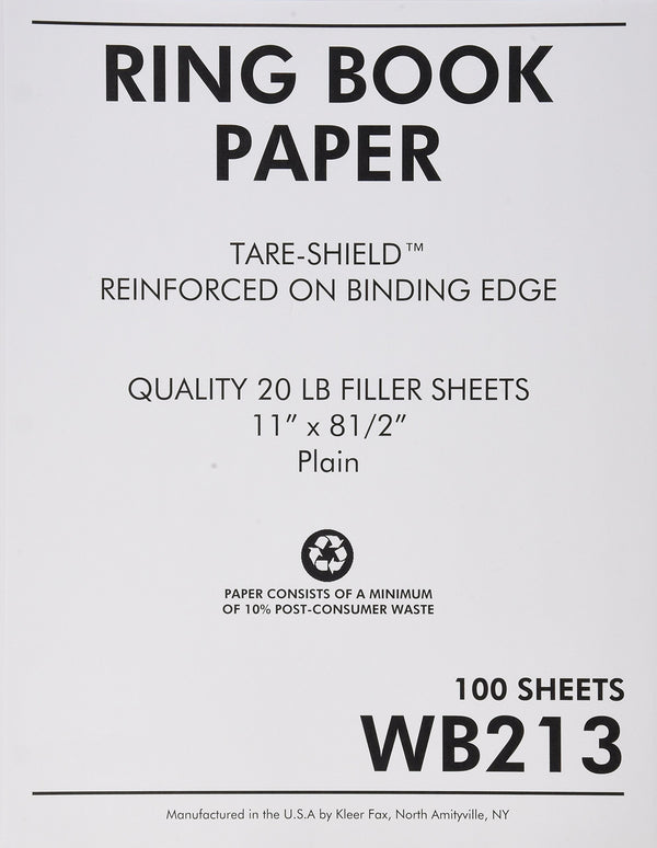 Sparco Reinforced Filler Paper, Plain, 11 x 8-1/2 Inches, White (SPRWB213) Unruled