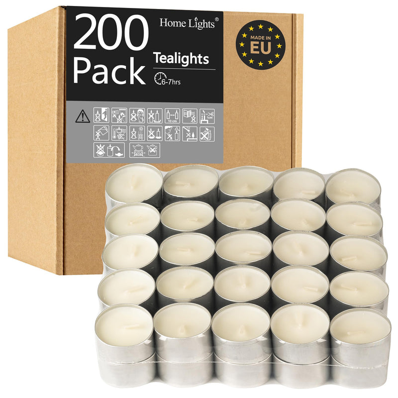 Unscented White Tealight Candles -200 Packs, 6 to 7 Hour Burn Time Smokeless Tea Light Candles, Mini Votive Paraffin Candles with Cotton Wicks for