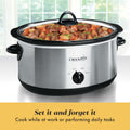 Crock-Pot 7-Quart Manual Slow Cooker, Family Size Serves 8+ People & Fits 6-lb Roast, Removable Stoneware with Warming Setting, Dishwasher Safe