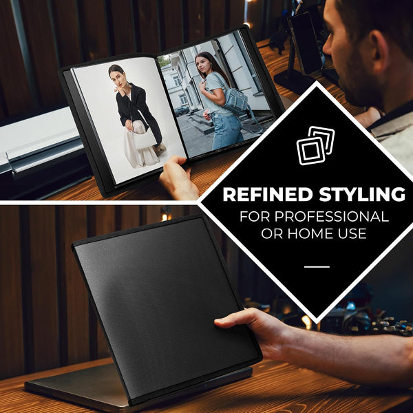 Dunwell Photo Album 8x10 (Black) with Black Mounting Paper, 8 x 10 Photo & Art Portfolio Presentation Book, 24 Clear Sleeves, Each Shows 48 Pages,