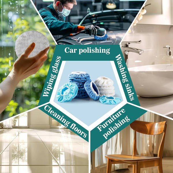 Sukh 12PCS Car Buffing Pads - Car Polishing Bonnet Pad Buffing Pads 5 to 6 Inches Microfiber Polish Pads Orbital Buffer Pads Wax Cover Kit for