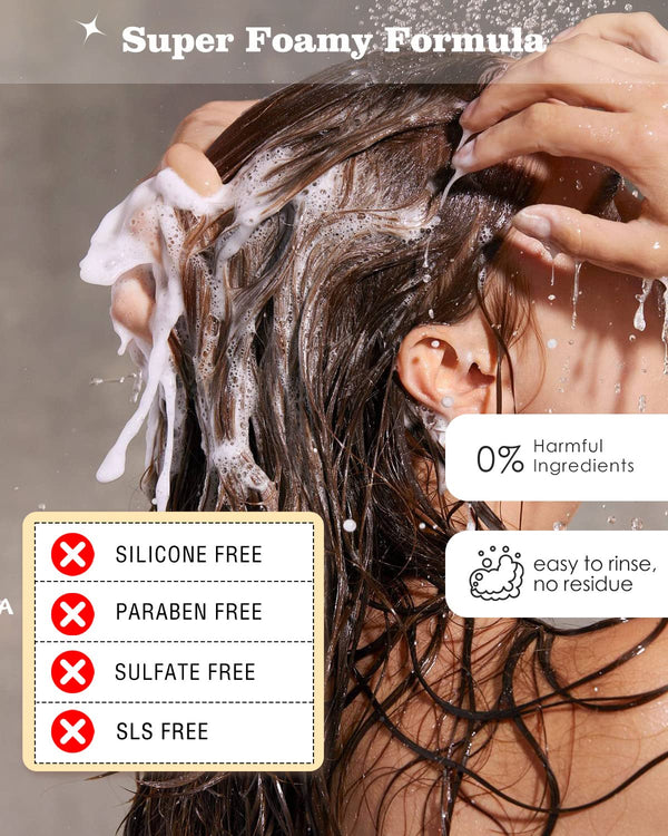 6Pcs Sulfate-Free Shampoo Bars for Dandruff & Oily Hair Control - Natural Solid Shampoo Soap Set (8.46oz Travel Size) - Vegan, Cruelty-Free Hair