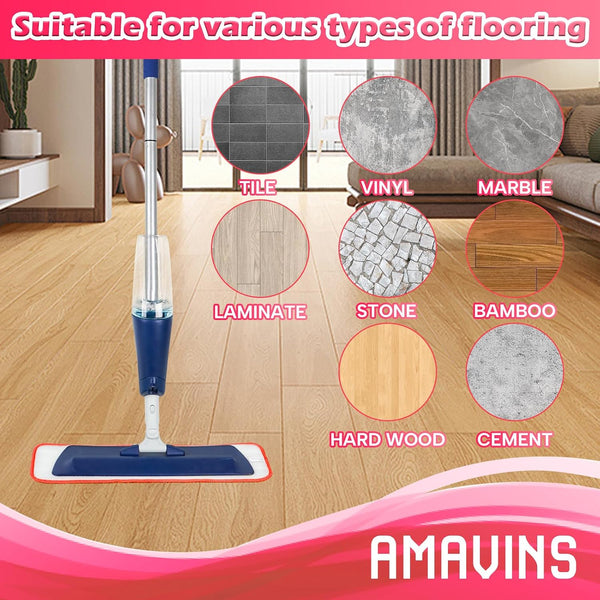 AmaVins 3 Pack Microfiber Cleaning Pads, Reusable Microfiber Mop Pads for 18 Inch Mop, Hardwood Floor Replacement Cleaning Mop Pads, Machine