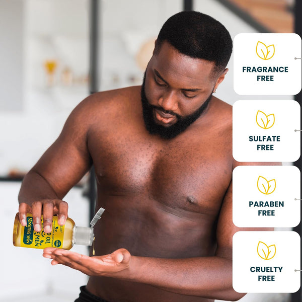 Beard Oil for Black Men with Sensitive Skin - Non Comedogenic Beard Oil - Safe for Acne Prone Skin - Unscented, Soothing, Natural, Lightweight and