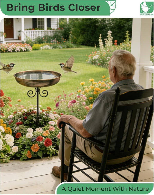 10" Small Metal Bird Bath with Stake, Outdoor Birdbath for Garden 10 "diameter, 1.6" depth