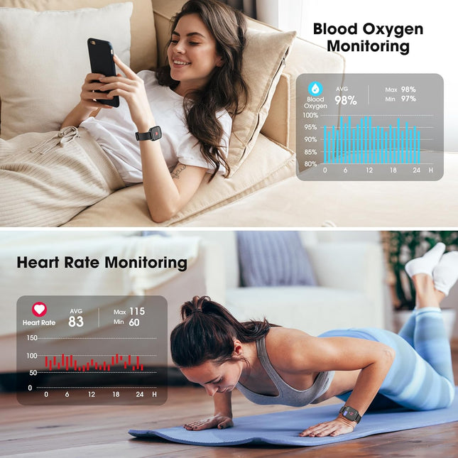 Fitness Tracker, Fitness Watch with Blood Oxygen, Blood Pressure & Heart Rate Mo
