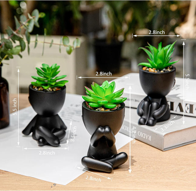 HEYO-YEPY 3PCS Cute Artificial Plant Office Decor for Women and Men, Aesthetic D