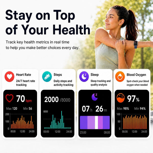 Fitness Tracker Watch with Heart Rate, Activity Tracker, Pedometer Watch Black