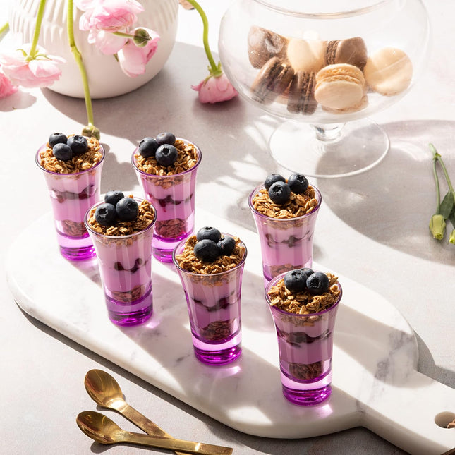 M&N HOME Purple Ombre Shot Glasses, 6-Pack Colored Whiskey & Tequila Glasses, 2 Oz round Gradient Purple
