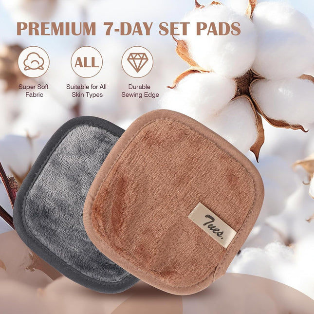 Orighty Makeup Remover Cloths 7-Day Set, Premium & Reusable Makeup Remover Pads,