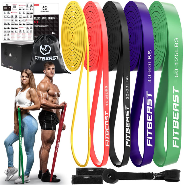 Fitbeast Resistance Bands Set, 6 Different Levels, Pull up Assist Bands for Stre